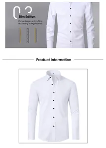 Détail d'une chemise blanche ajustée pour hommes avec des boutons noirs contrastants