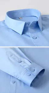 Détails rapprochés du col et des poignets 3D réglables d'une chemise satin