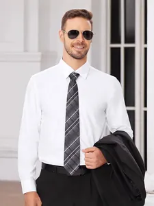 Chemise classique blanche à manches longues pour homme tissu extensible infroissable business