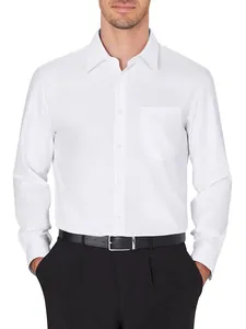 Camisa de Manga Larga Business Casual para Hombre Elástica en Cuatro Direcciones Resistente a las Arrugas sin Planchado con Bolsillo