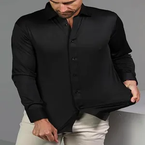Chemise de Soirée Homme Slim Fit Extensible dans les Quatre Sens Sans Repassage Infroissable Manches Longues Top Formel Professionnel Travail Bureau