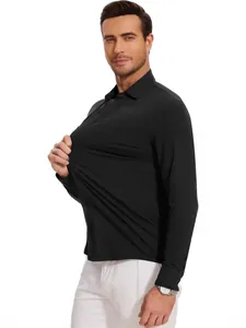 Chemise noire premium à manches longues haute élasticité pour hommes, design professionnel