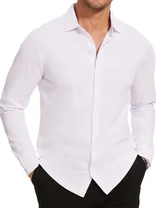 Chemise homme blanche manches longues sans couture extensible business sans repassage