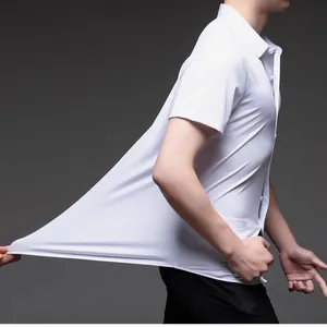 High elasticity men's short sleeve business casual shirt with seamless white fabric
