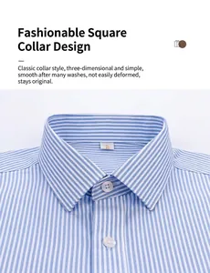 Nahaufnahme eines blau-weiß gestreiften Business-Hemdkragens mit modischem quadratischem Design