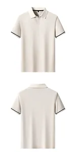 Front and back views of a solid color breathable short-sleeved Polo shirt with seagull collar.