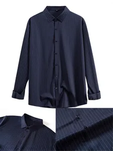 Men's professional business casual long-sleeve striped shirt with high-elasticity fabric