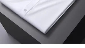 Close-up of white business shirt made from breathable ice silk and modal fabric.