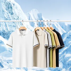 Men's Business Casual Polo Shirt Seagull Collar Antibacterial Cooling High Elasticity Quick-Dry UV Protection Short Sleeve Polo Top