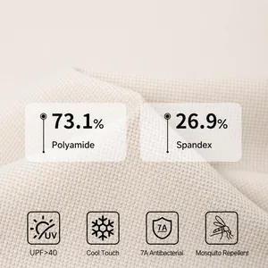 High-stretch antibacterial fabric for breathable UV protection Polo shirt shown in detail.