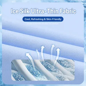 Detail of ultra-thin ice silk fabric for men's shirts, showing breathable cool texture