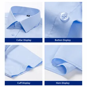 Premium light blue ice silk short sleeve business shirt with collar and button details