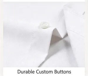Macro detail of white bamboo fiber shirt showing high-quality custom button and fabric texture.