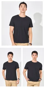 Gedetailleerd overzicht van heren effen zwart sneldrogend ijshuid T-shirt op model