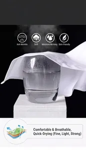 Close-up showing steam passing through breathable white cotton fabric for men's shirts