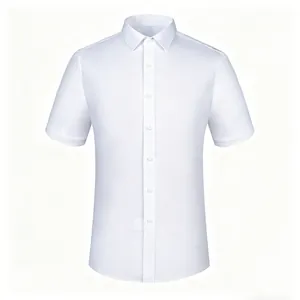 Chemise blanche classique à manches courtes pour hommes en fibre de bambou style business