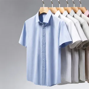 Chemise décontractée pour hommes en lin et modal à manches courtes de haute qualité