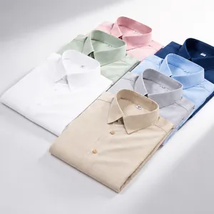 Chemises à manches courtes en lin et modal pour hommes en diverses couleurs pastel