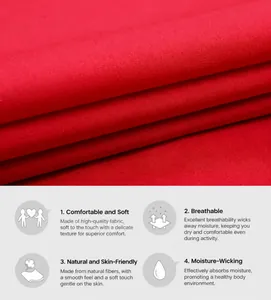 Close-up of red breathable cotton fabric texture for men's formal wedding dress shirt