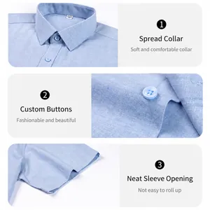 Chemise élégante à manches courtes en lin et modal pour homme, bleu clair classique