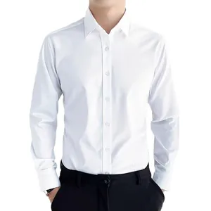 Men's professional long sleeve white business dress shirt for formal occasions