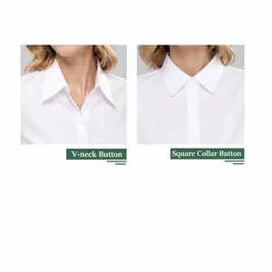 Vista detallada de estilos de cuello opcionales para camisas blancas profesionales