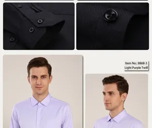 Detail view of men's slim fit shirt featuring twill fabric and buttoned cuffs
