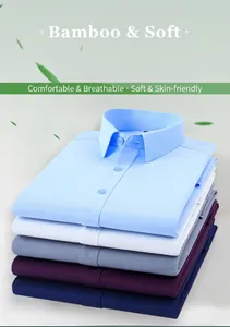 Folded bamboo fiber long-sleeved shirts in various solid colors for soft feel