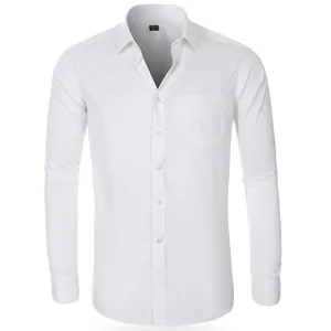 Professional white long-sleeved non-iron cotton dress shirt for men business wear
