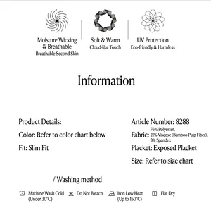 Detail chart showing fabric composition and washing care for bamboo fiber shirt
