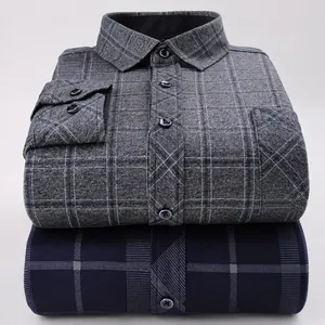 Chemises à carreaux thermiques doublées polaire pour hommes, saison hiver-printemps