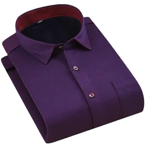 Chemise décontractée pour hommes en violet doublée de polaire chaude pour seniors