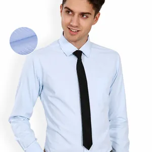 Chemise de bureau professionnelle bleu clair à manches longues avec cravate noire.