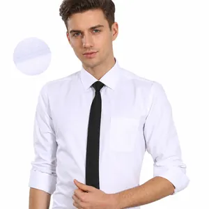 Chemise de bureau blanche pour homme, coupe ajustée, manches longues en coton