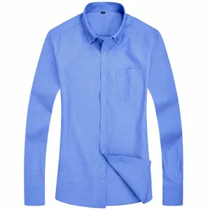 Camicia Oxford classica da uomo azzurra a maniche lunghe con colletto button-down