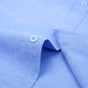 Camicia Oxford azzurra a maniche lunghe di alta qualità in stile casual vintage raffinato