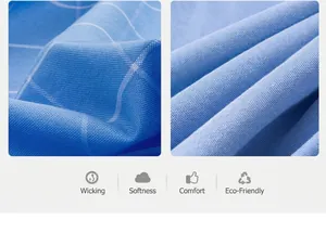 Gros plan sur le tissu en coton oxford bleu de haute qualité, tissage et carreaux