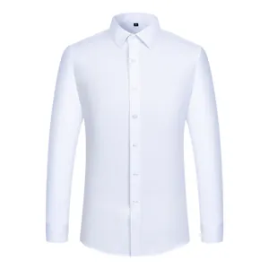 Chemise business classique à manches longues blanche pour homme, idéale pour le bureau