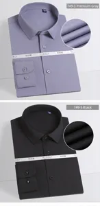 Detail view of premium bamboo fiber long-sleeved business shirts in grey and black