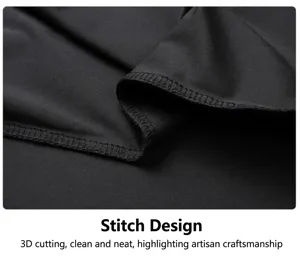 Detailed close-up of high-quality stitching and fabric on a black men's shirt