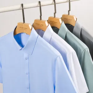 Camisas de manga corta para hombre en 100% algodón, sin plancha, estilos casuales de negocios.
