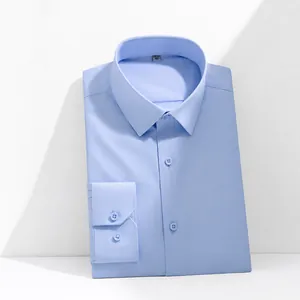 Men's Solid Color Non-Iron High-End Shirt Business Formal Slim Fit Long Sleeve Bamboo Fiber Three-Proof Waterproof Stain Resistant Shirt