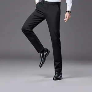 Heren Slim Fit Zakelijke Pantalon Four-Way Stretch Rechte Formele Broek Polyester Ademend Lichtgewicht Bottom
