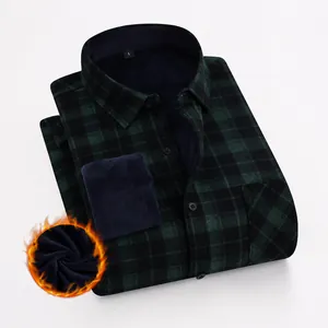Herren Thermo-Karohemd mit dickem Fleece-Futter in grün-schwarzem Karomuster