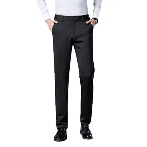 Professionele slim fit zwarte zakelijke pantalon voor heren met fijne stretch
