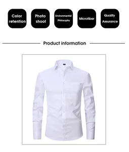 Details und Merkmale des weißen Herren-Langarmshirts aus Mikrofaser mit Vier-Wege-Stretch