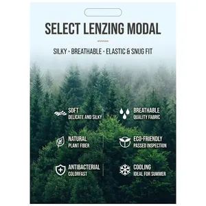 Infographic showing natural Modal fabric features for men's summer ice silk shirts.