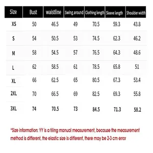 Detailed size chart for men's casual solid color four-way stretch long sleeve shirt