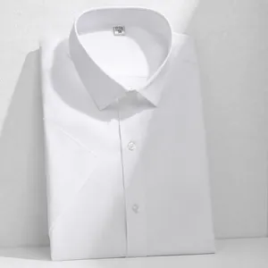 Herren Business Kurzarmhemd Polyester-Baumwoll-Mischung Einfarbig Bügelfrei Quadratkragen Casual Formales Hemd Top