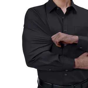 Chemise homme noire à manches longues en tissu extensible pour un confort optimal